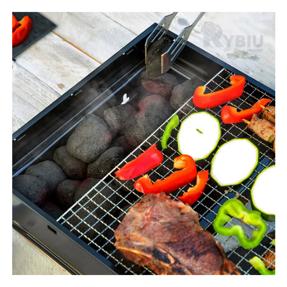 Parrilla a Carbon Mini de Color Negro Beef Maker