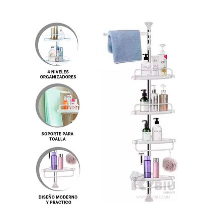 Elegante Blanco Esquinero para Baño 4 Niveles Elegante Blanco Esquinero para Baño 4 Niveles