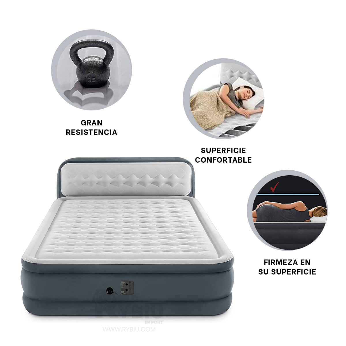 Colchon de Aire Inflable de Color Blanco Intex