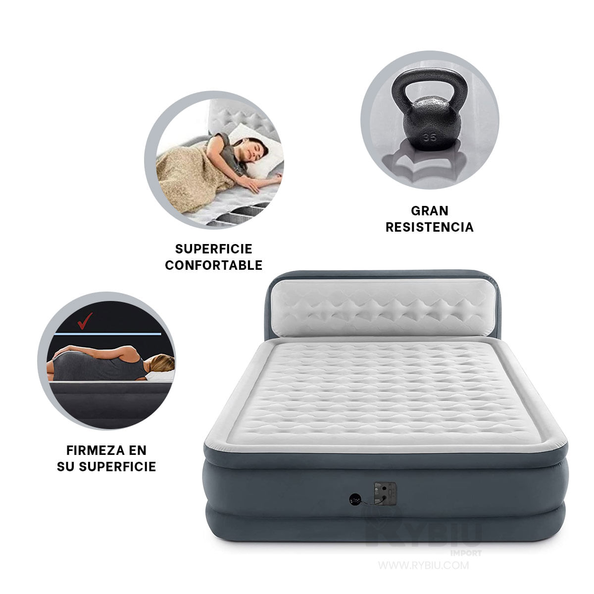 Intex de Plazas con Espaldar Inflable de Blanco