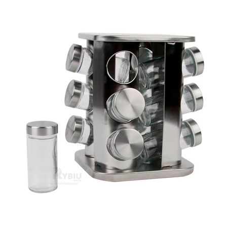 Conjunto de Condimentero de Acero Inoxidable Giratorio