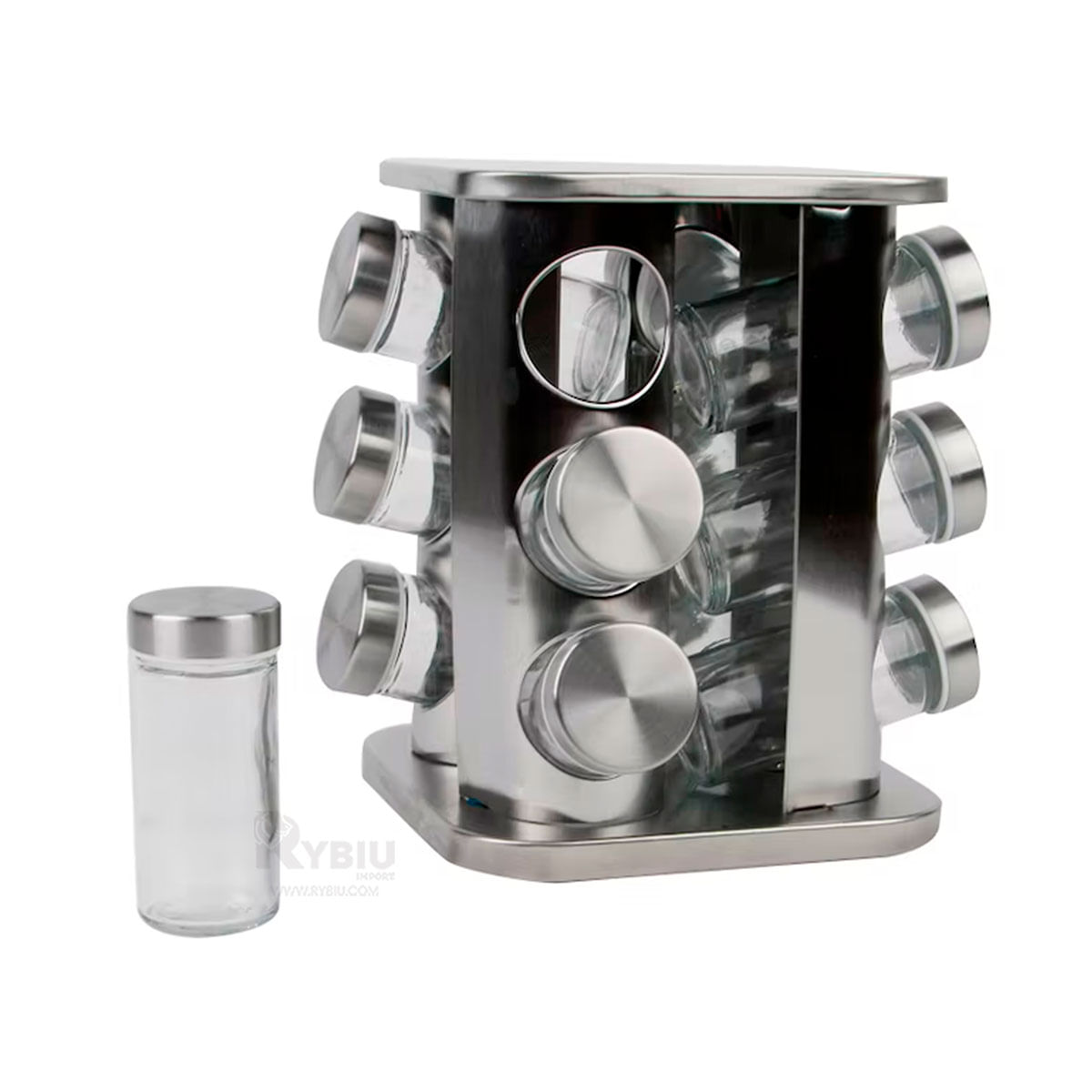 Conjunto de Condimentero de Acero Inoxidable Giratorio