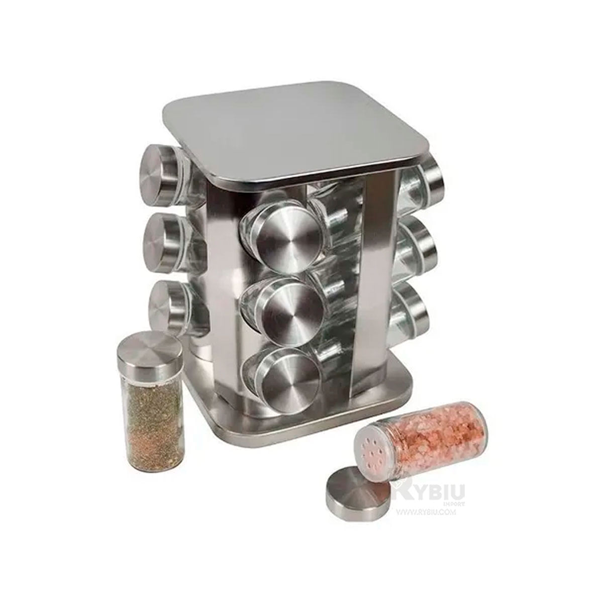 Conjunto de Condimentero Especias para 12 Frascos Acero