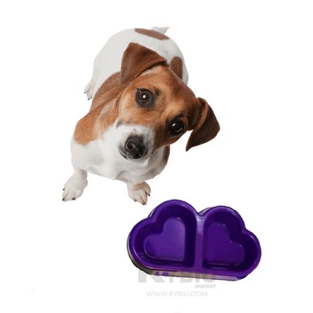 Plato Pet Morado en Forma de Corazon RYBIU IMPORT