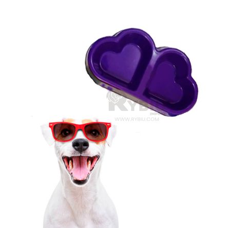 Plato Morado Corazon para Perros y Gatos RYBIU IMPORT