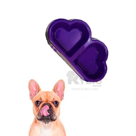 Plato Doble Modelo Corazon Pet de Color Morado RYBIU IMPORT