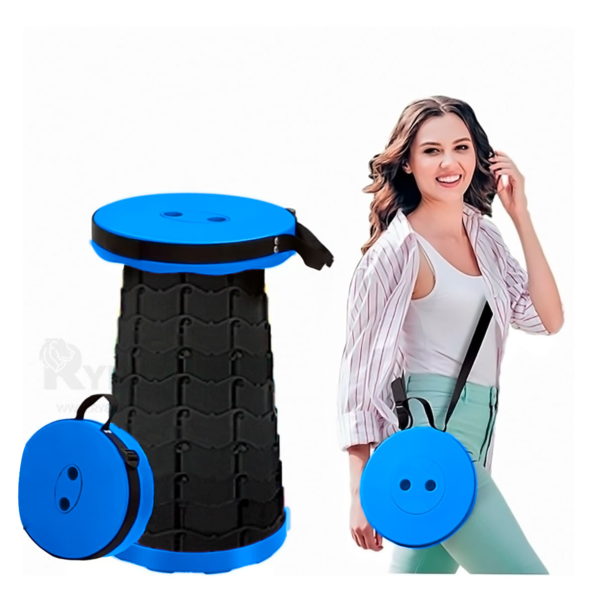 Taburete Resistente Plegable de Color Azul