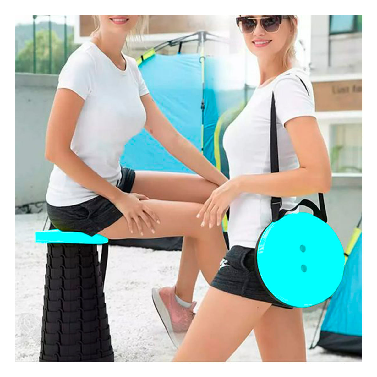 Silla Portatil Soporta 90 kg de Matiz Turquesa