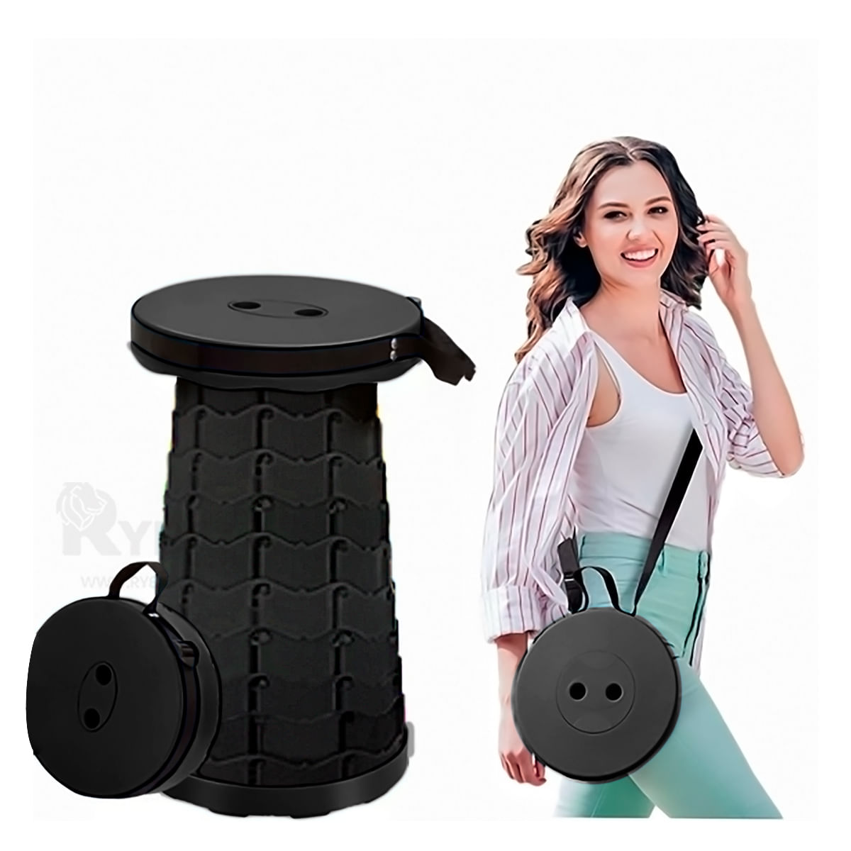 Taburete Resistente Plegable de Color Negro