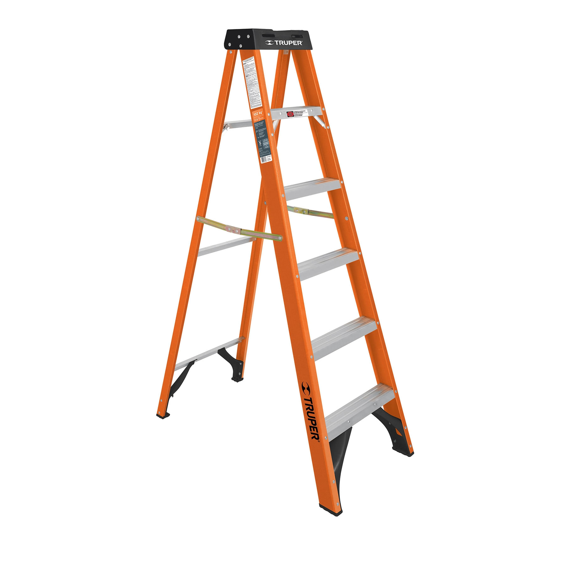 Escalera Tijera 5 Peldaños Fibra De Vidrio Capacidad De Carga 175 Kg Truper 100225