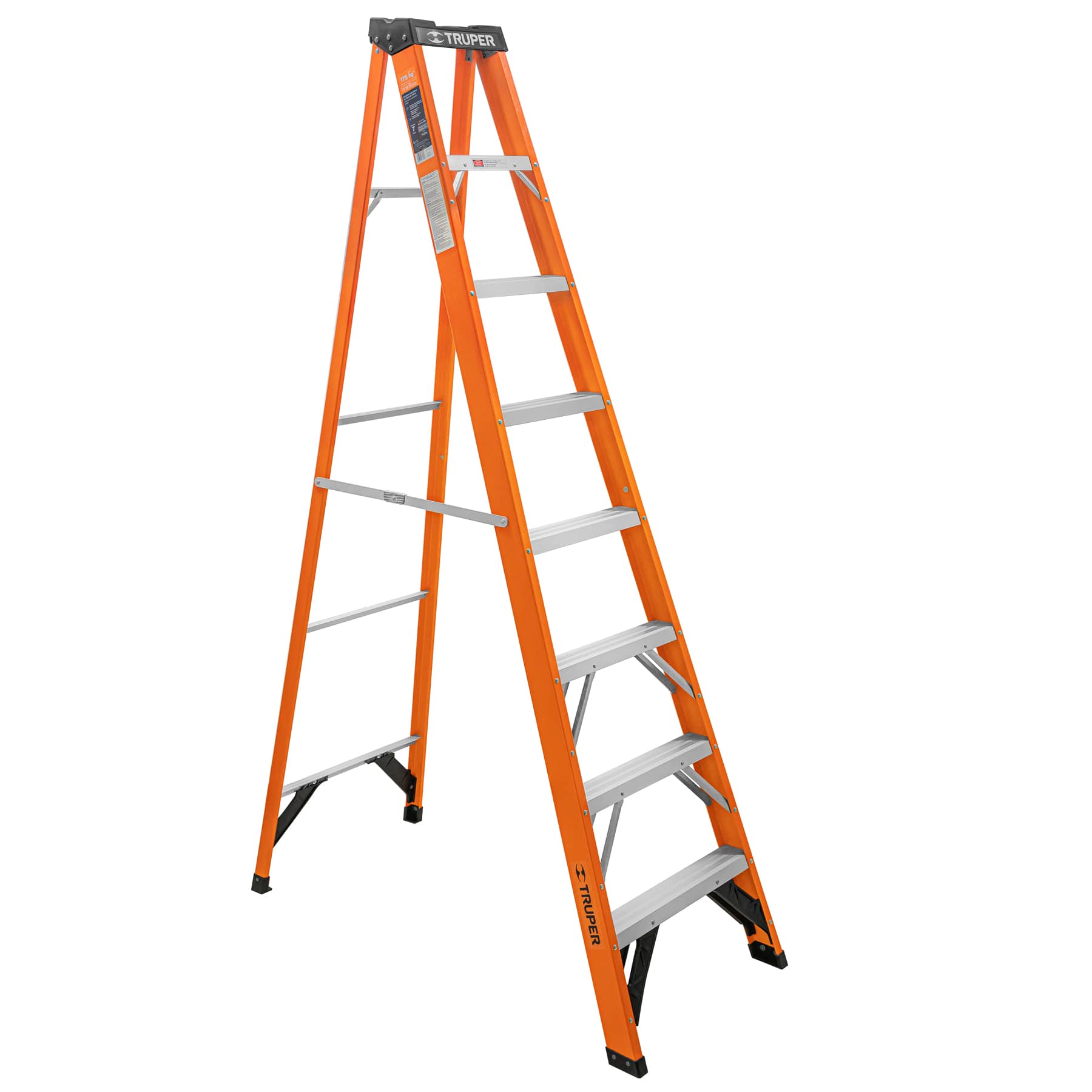 Escalera Tijera 7 Peldaños Fibra De Vidrio Capacidad De Carga 175 Kg Truper 100227
