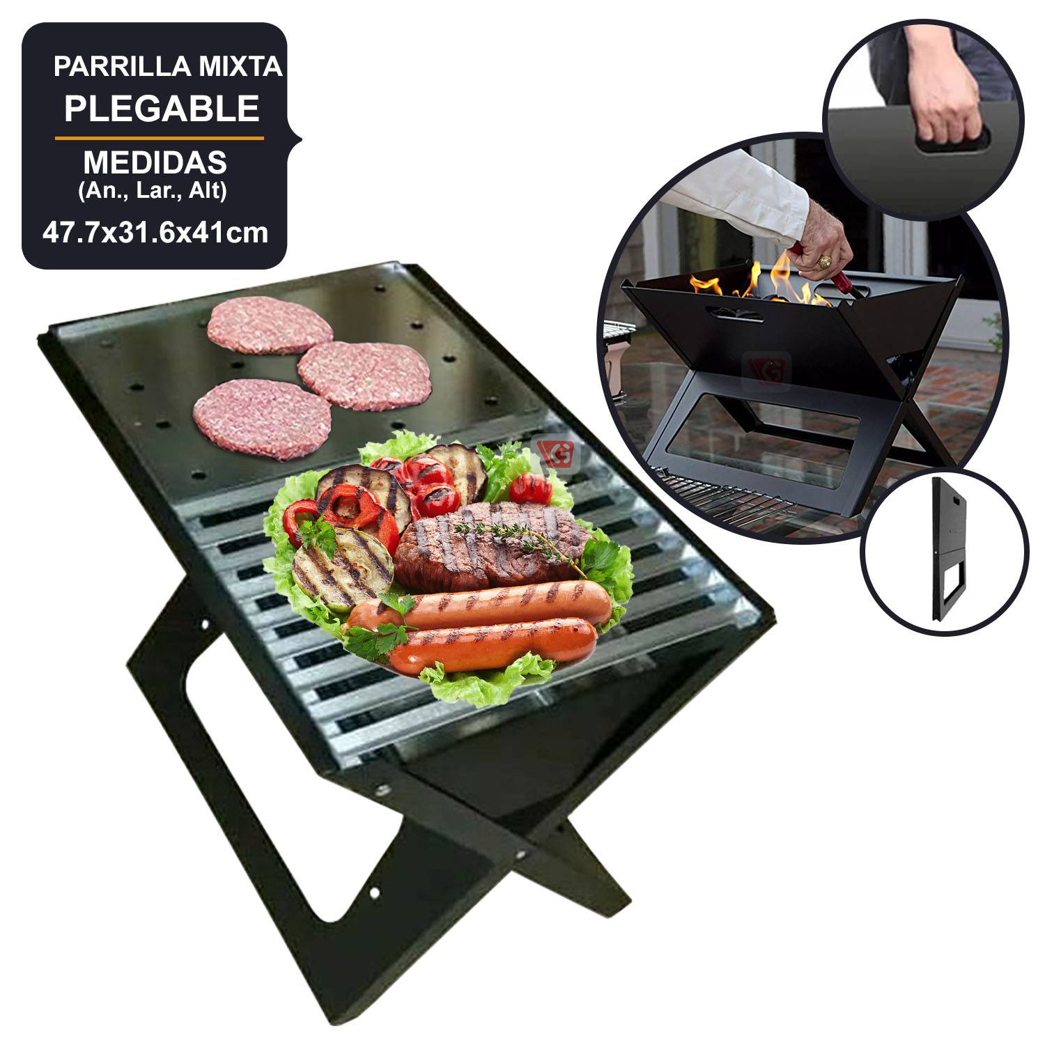 Parrilla Portátil Plegable a Carbón MIXTA