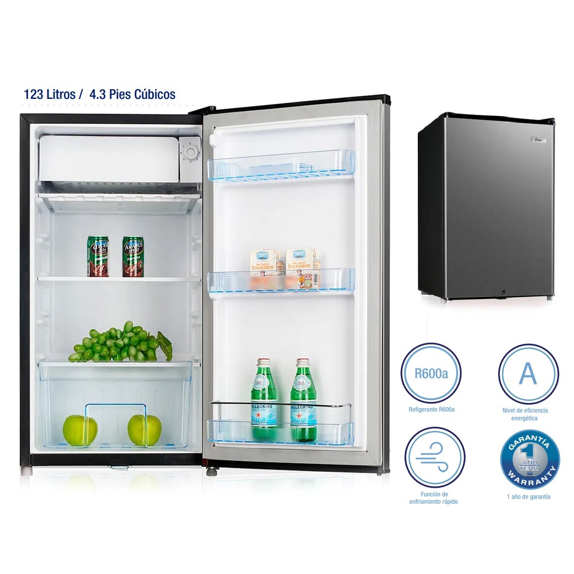 Frigobar Oster 122l Os Pmb129bv Plateado