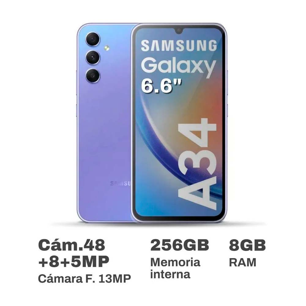 Celular Samsung Galaxy A34 6.6" 8GB RAM 256GB Violeta