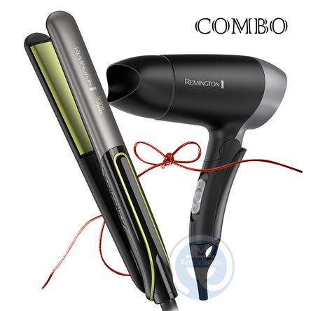 Combo Remington Alisadora Shine Therapy S12A y Secador Plegable D2400