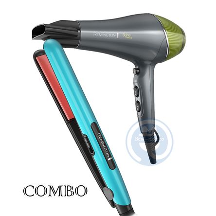 Combo Remington Alisadora Ceramic Colors S1520 y Secador D18A Shine Therapy