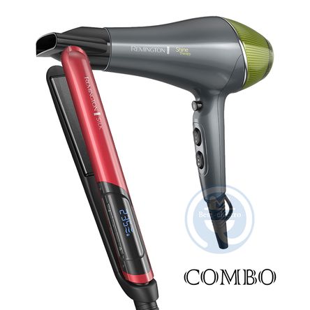 Combo Remington Alisadora Silk S9600 y Secador D18A Shine Therapy