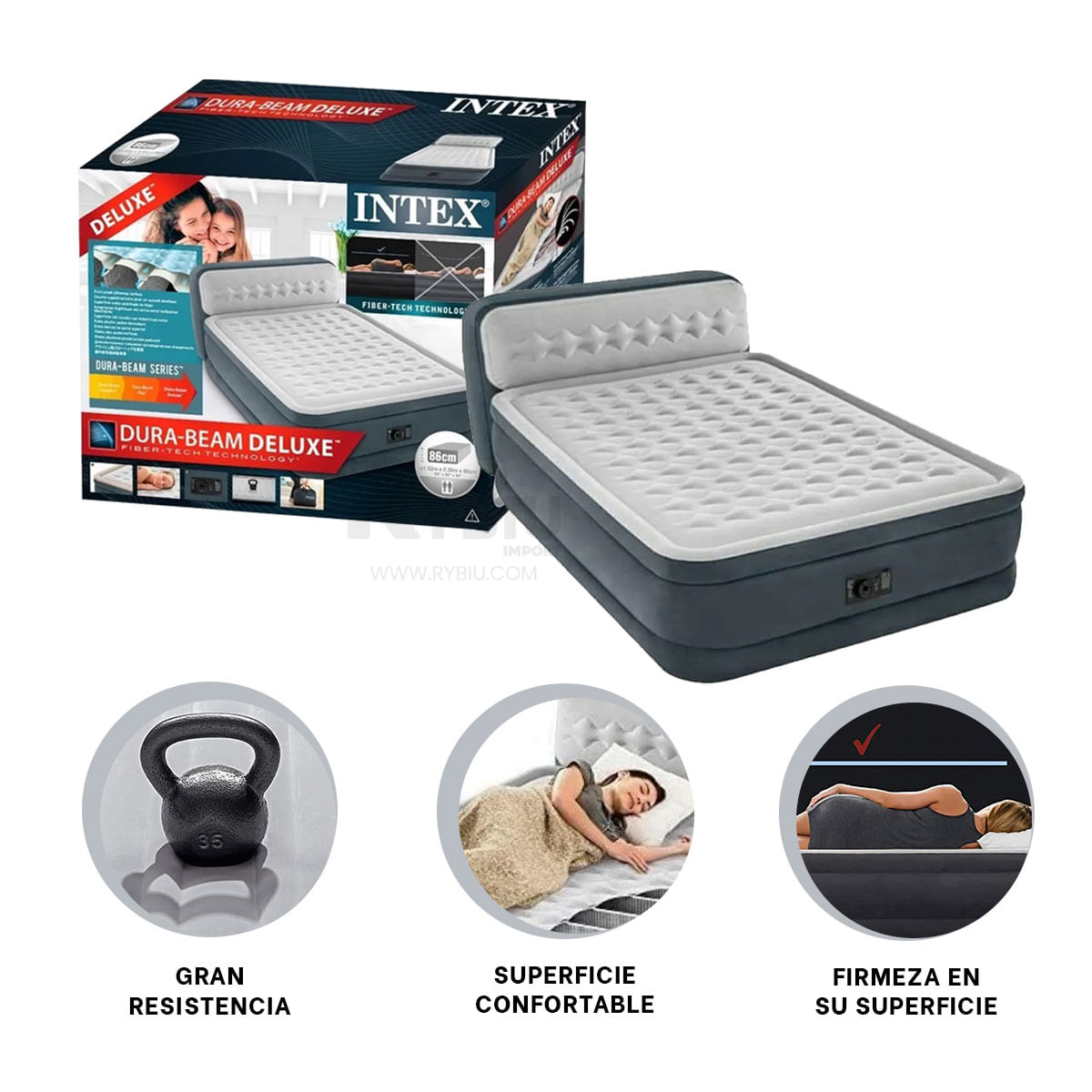 Cama de Aire con Espaldar Intex Confortable