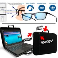 KIT Funda Maletin Laptop hasta 16 + Lentes p  Computadora con filtro