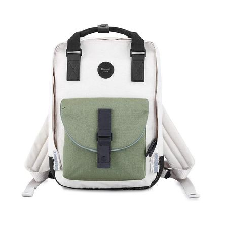 Mochila escolar o de viaje porta Laptop Himawari H201 1 Blanco y Verde oscuro