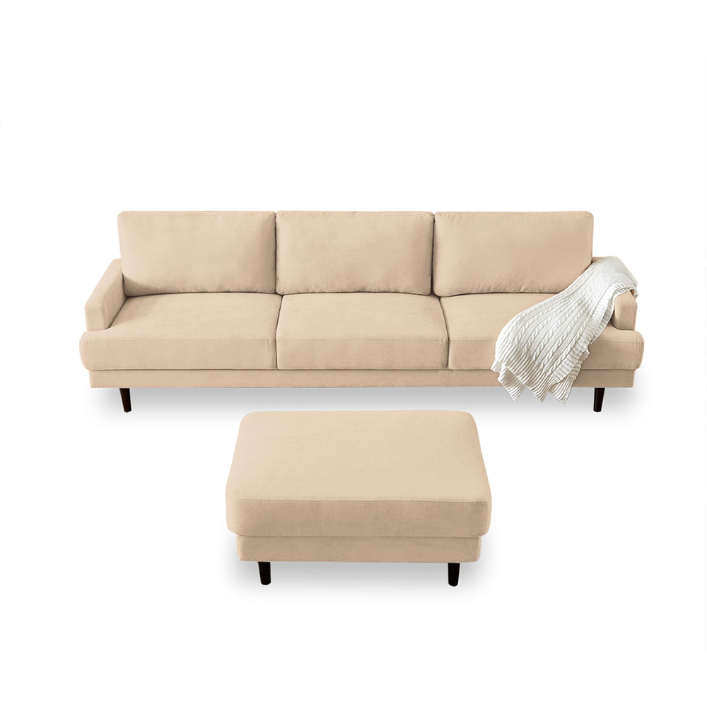 Sofa 3 cuerpos + banqueta multifuncional Matty Crema