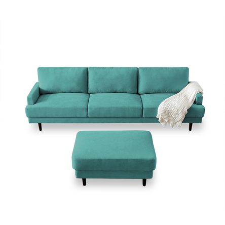 Sofa 3 cuerpos + banqueta multifuncional Matty Turquesa HOME PREMIUM