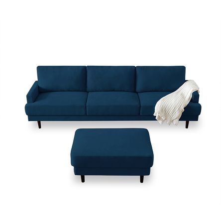 Sofa 3 cuerpos + banqueta multifuncional Matty Azul Marino