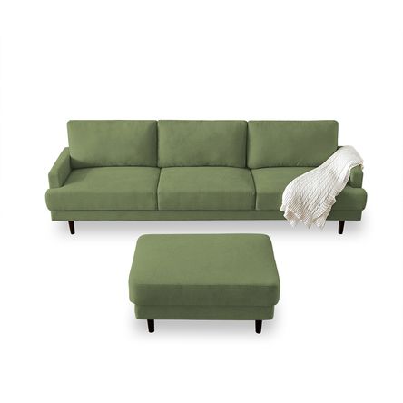 Sofa 3 cuerpos + banqueta multifuncional Matty Verde Oliva Sofa 3 cuerpos + banqueta multifuncional Matty Verde Oliva