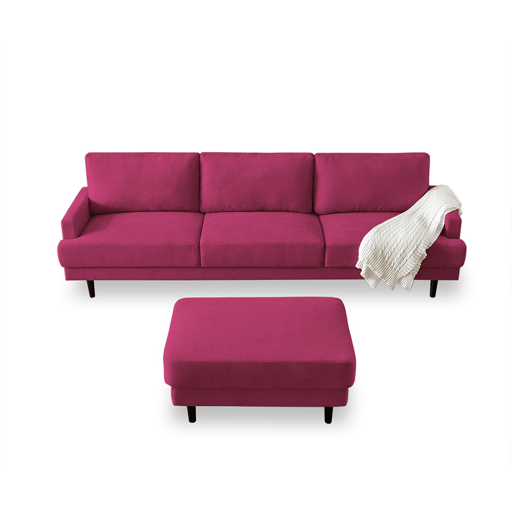 Sofa 3 cuerpos + banqueta multifuncional Matty Fucsia