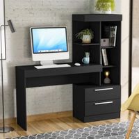 Escritorio Moderno Con Estantes Brenda Negro 2 Cajones