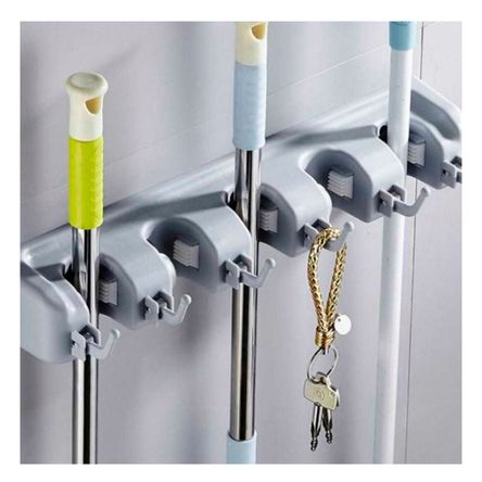 Organizador Multifuncional de Color Plomo para Escobas Organizador Multifuncional de Color Plomo para Escobas