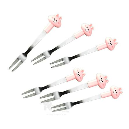 Mini Tenedores Rosado de Conejo Infantil