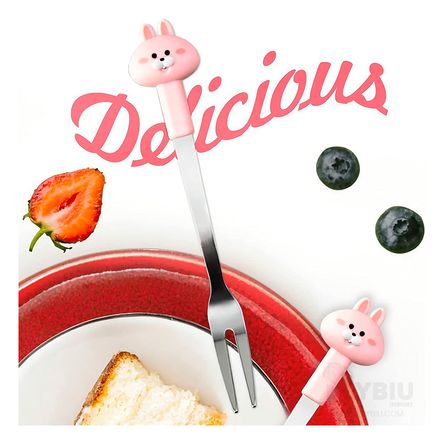 Juego de Mini Tenedores Rosado de Conejo con Diseño