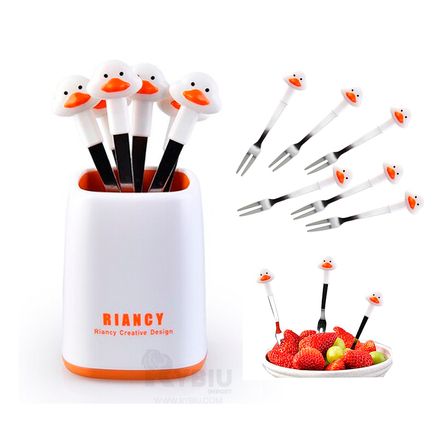 Set de Mini Tenedores Blanco de Diseño de Animalitos
