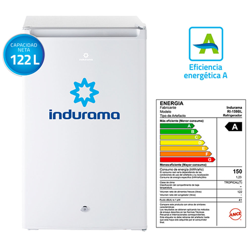 Frigobar Indurama RI-159BL Blanco 122 Litros