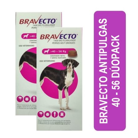 Antipulgas Para Perros Bravecto 1400 Mg 40 a 56 Kg Dúopack