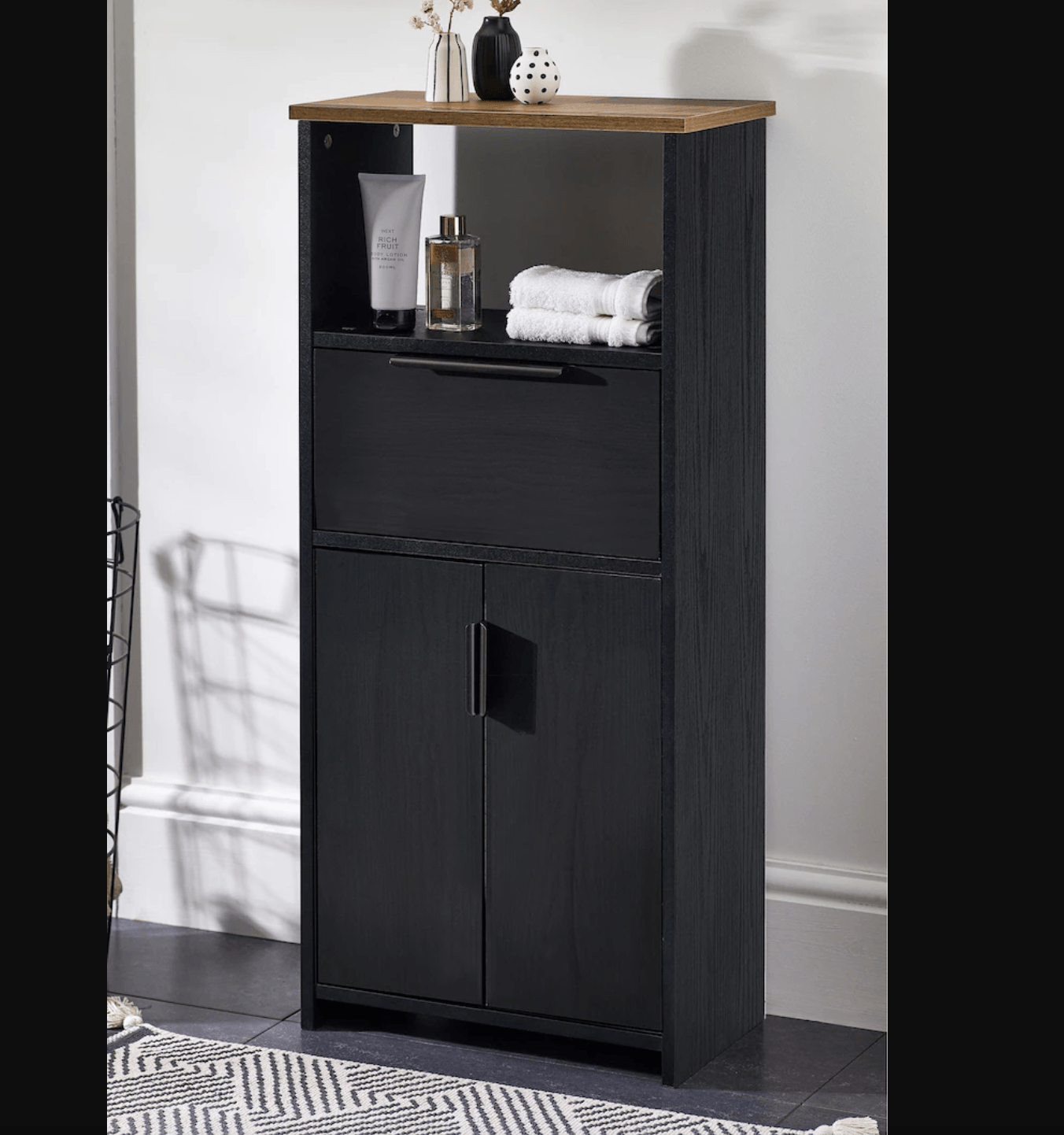Organizador de Baño Poland Ventitas Home Roble  Negro y Duna