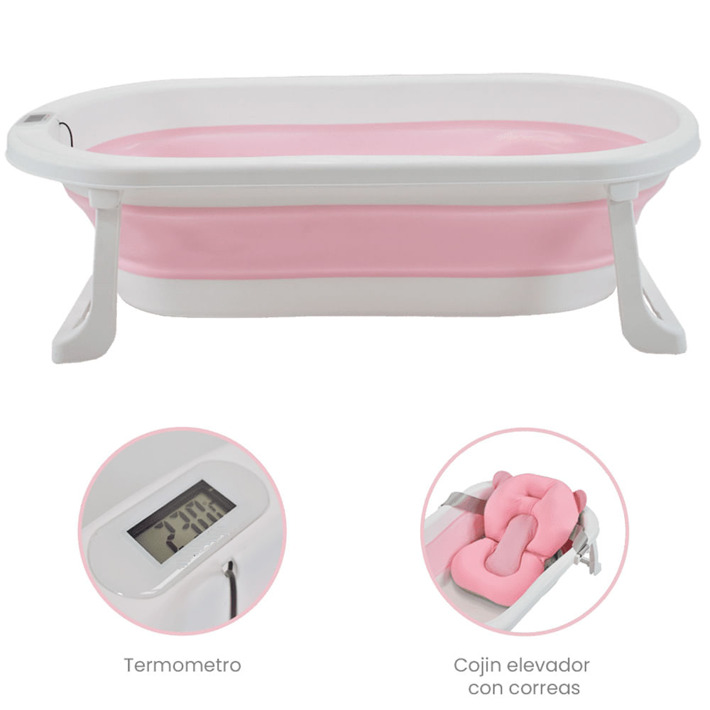 Bañera Tina de Baño Doux Bebe con Termómetro Digital Rosa - Promart