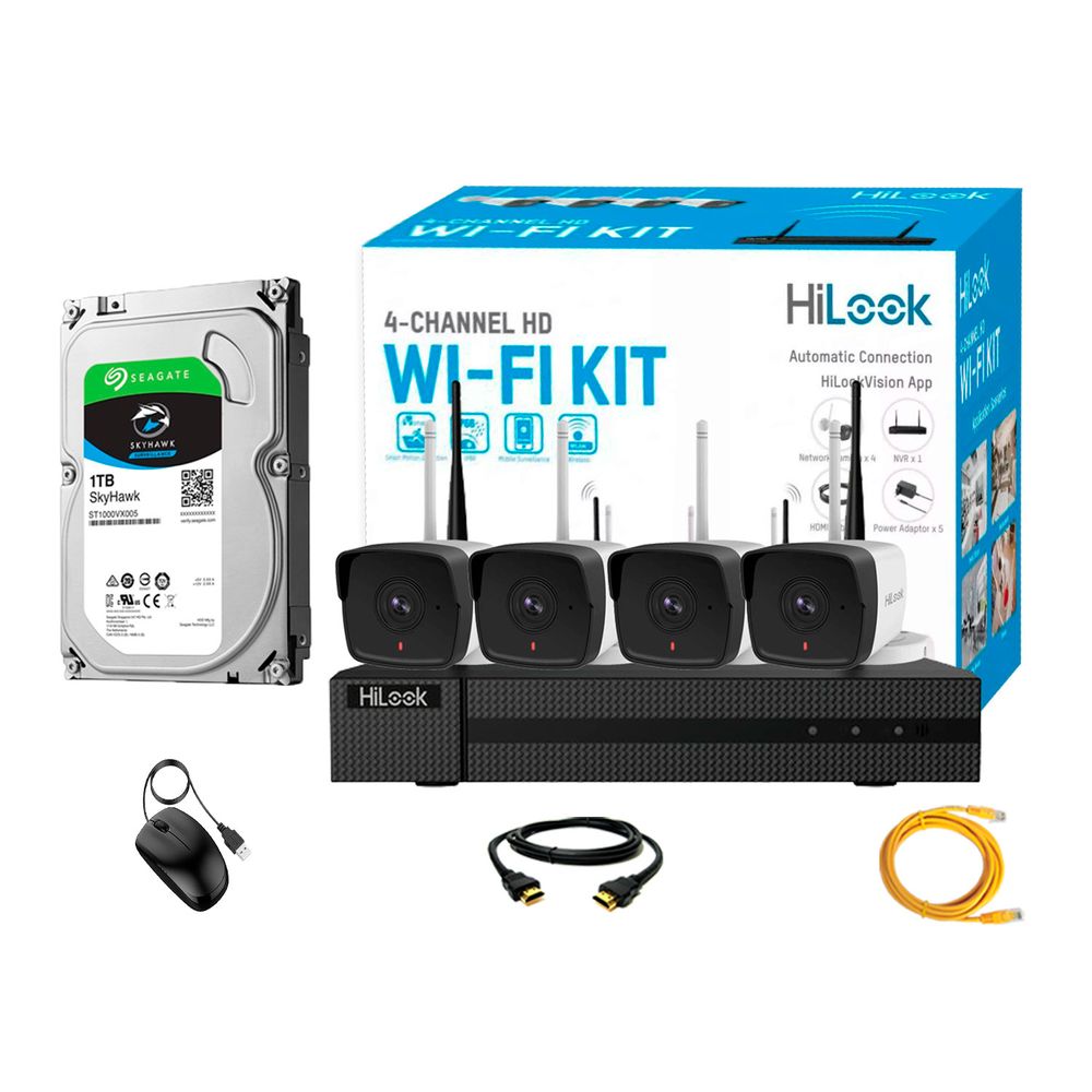 Cámaras Seguridad Hilook Kit 4 Exterior Ip Full Hd 2mp Disco 1tb Cámaras Seguridad Hilook Kit 4 Exterior Ip Full Hd 2mp Disco 1tb