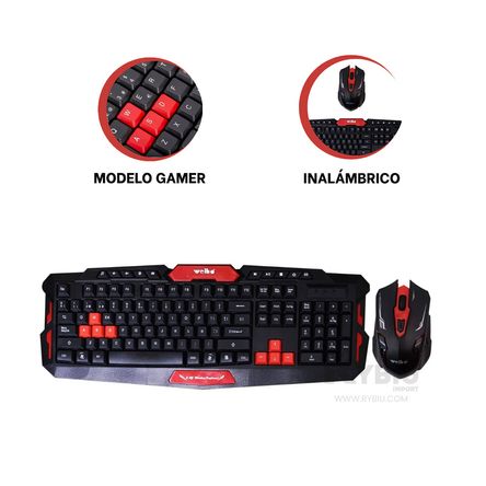 Teclado para Juegos con Mouse Inalambrico RYBIU IMPORT