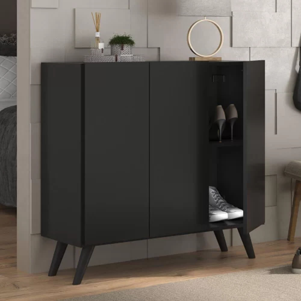 Zapatera Moderna Nina Negro 3 Puertas