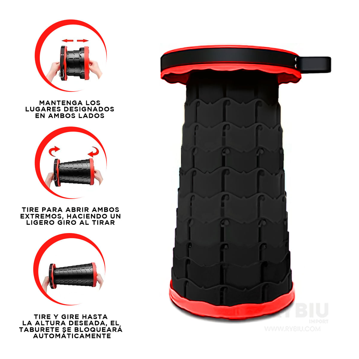 Banco Retractil Plegable y Ajustable - Rojo