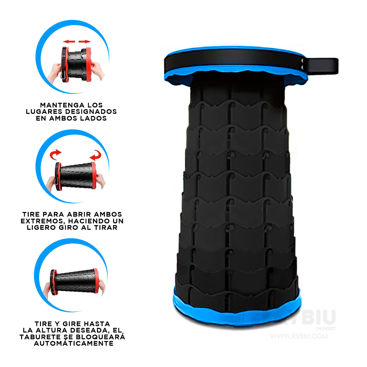 Banco Retractil Plegable y Ajustable - Azul