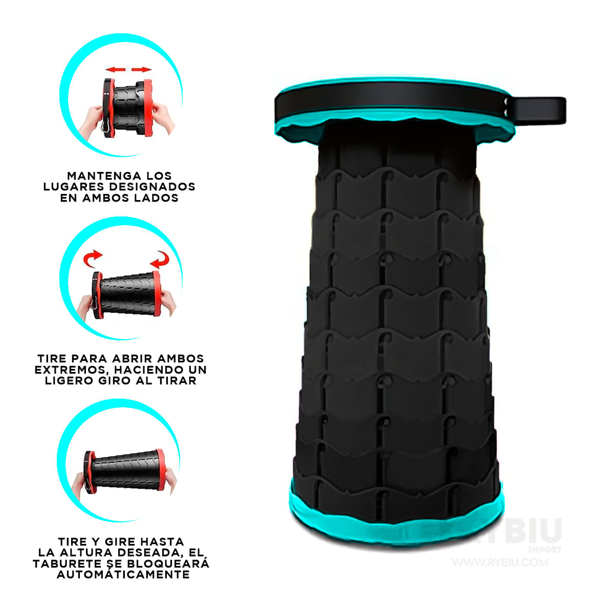 Banco Retractil Plegable y Ajustable - Turquesa