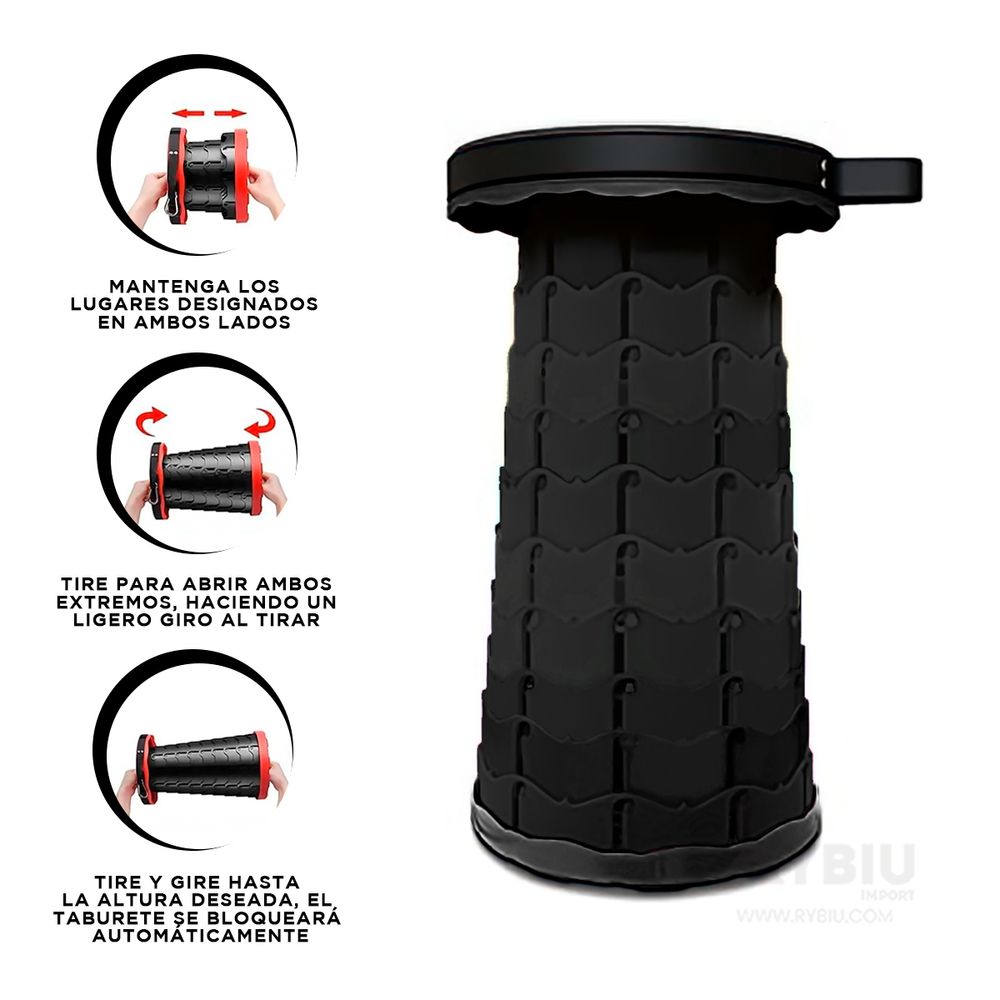 Banco Retractil Plegable y Ajustable - Negro Banco Retractil Plegable y Ajustable - Negro