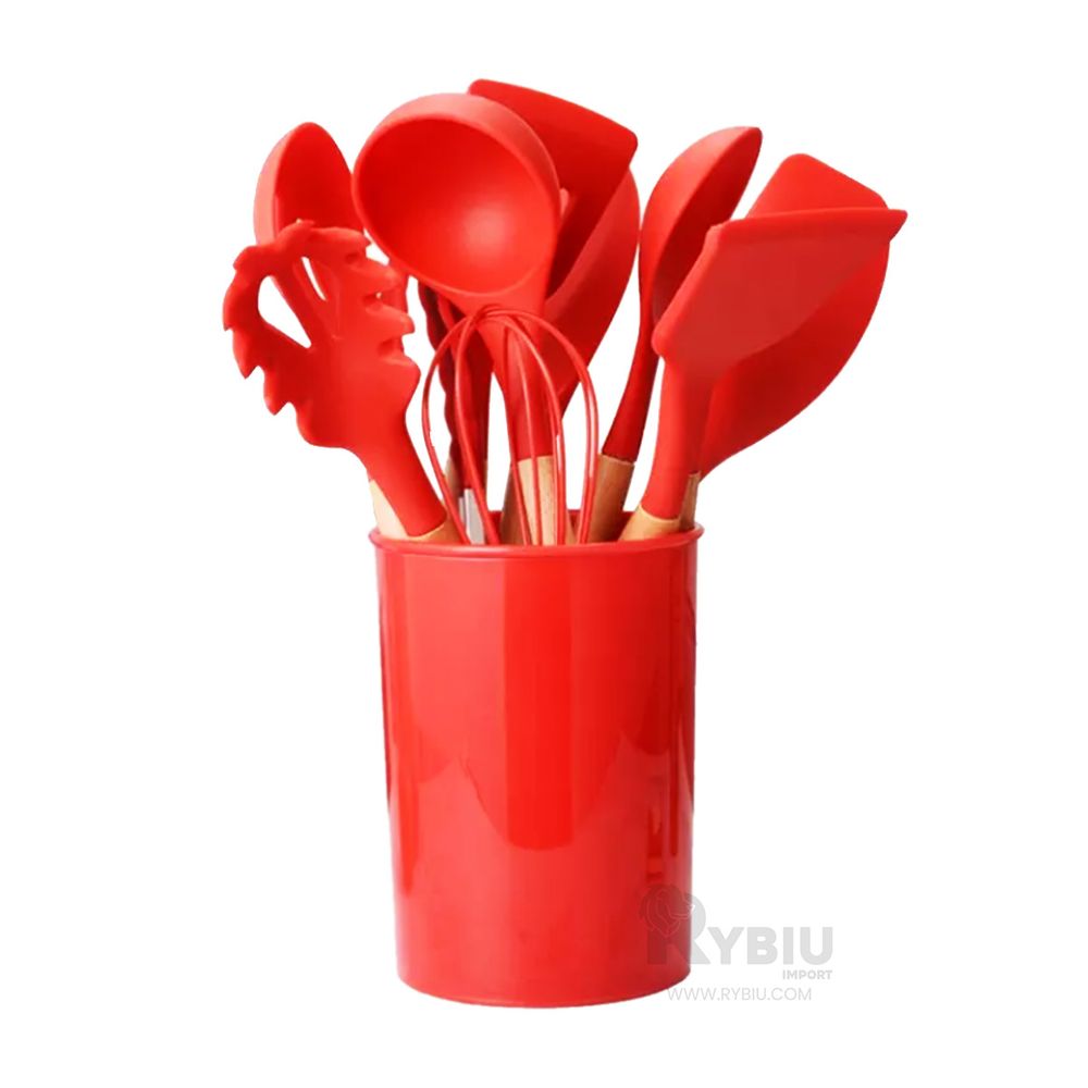 5 utensilios de silicona rojos ENZA UTE02