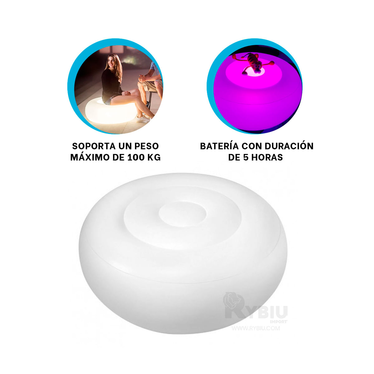 Increible Sofa Inflable Resistente en Blanco