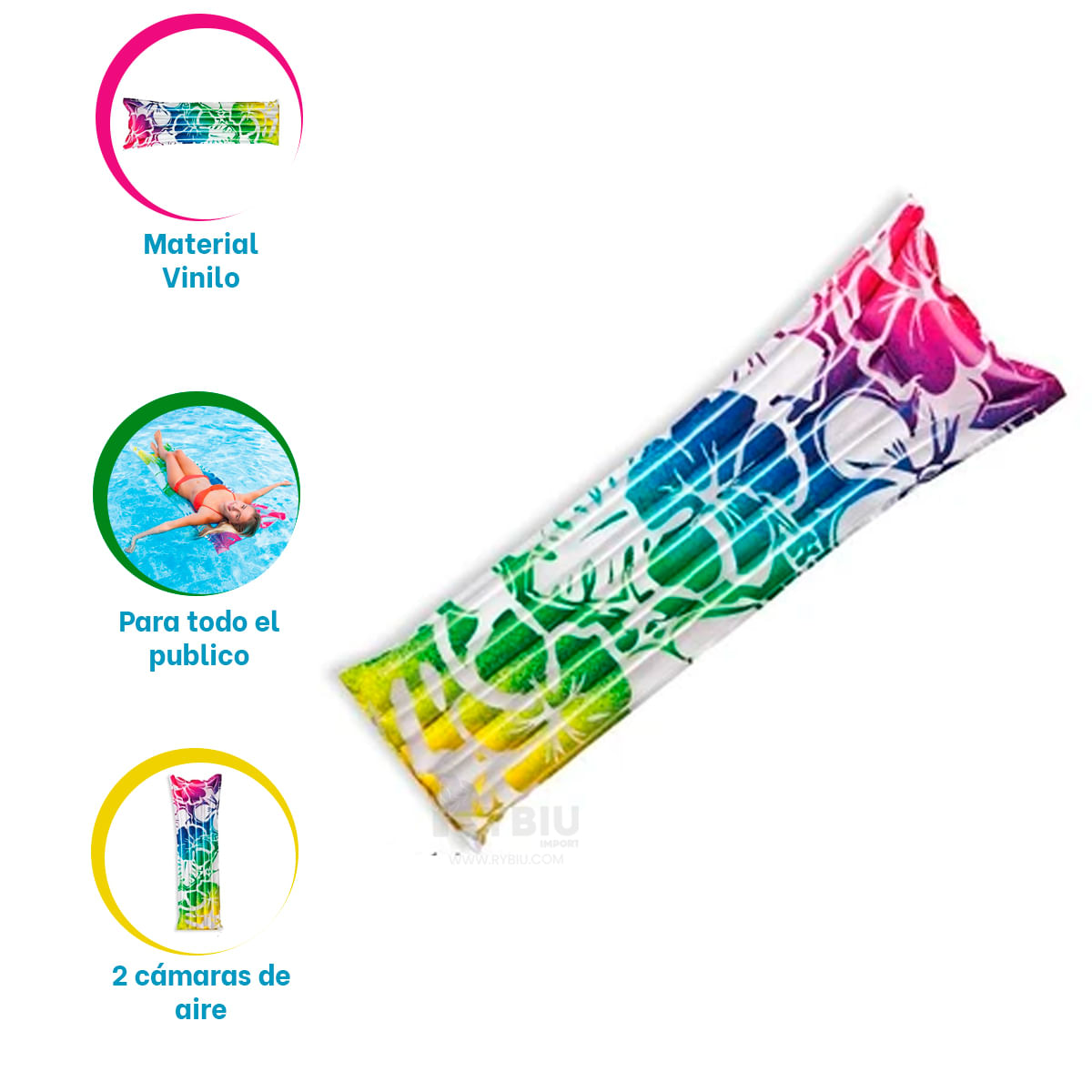 Elegante y Moderna Colchoneta Inflable Arcoriris