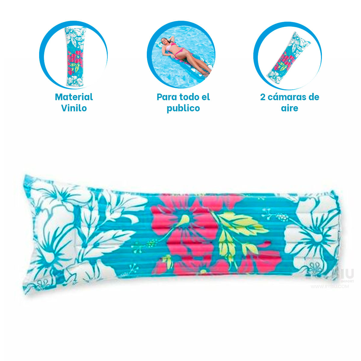 Resistente y Duradera Colchoneta Inflable Celeste