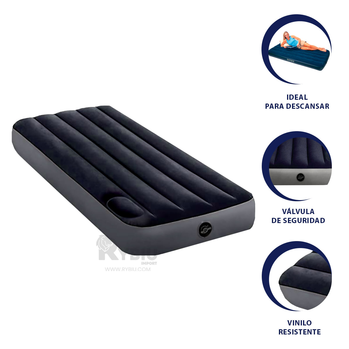 Colchon Inflable de 1 Plaza para Acampar y Viajar